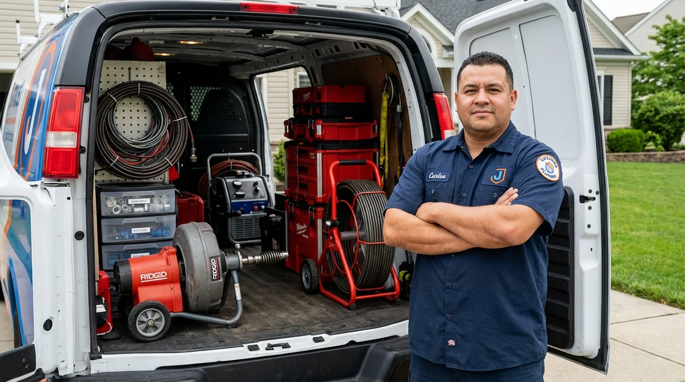 Professional drain cleaning equipment and Johns Plumbing LLC plumber in Monroeville