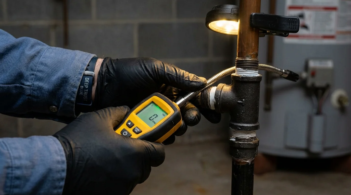 Gas leak detection with electronic sniffer by Johns Plumbing LLC in Monroeville
